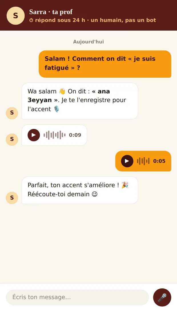 La conversation avec ton professeur, à l'écrit et en audio
